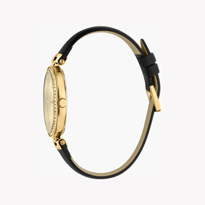 Esprit Women's Black Leather Watch, Champagne Dial | Es1l162m0065 by i-watch