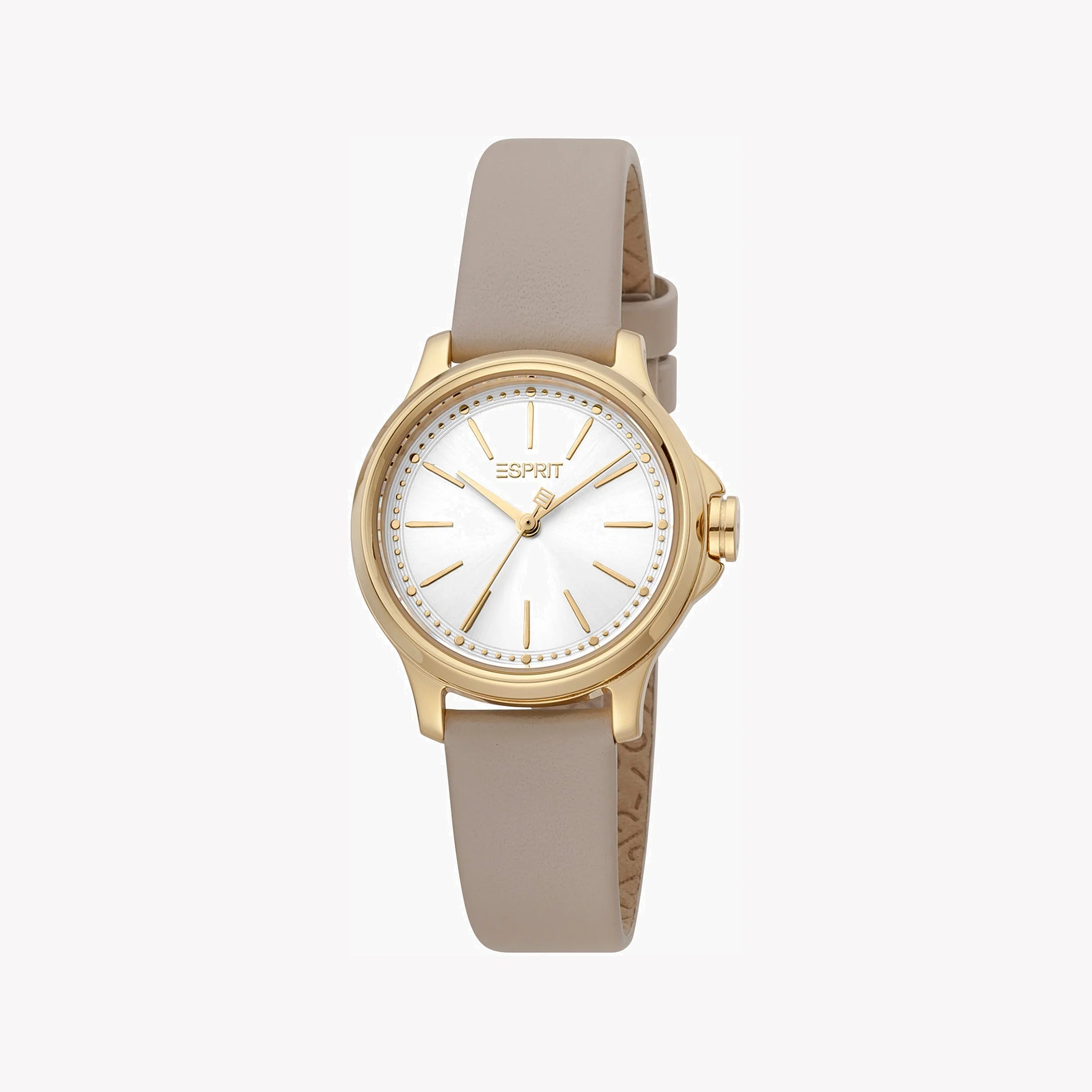 ESPRIT Women's Watch with Silver Stainless Steel Case and Beige Leather Band