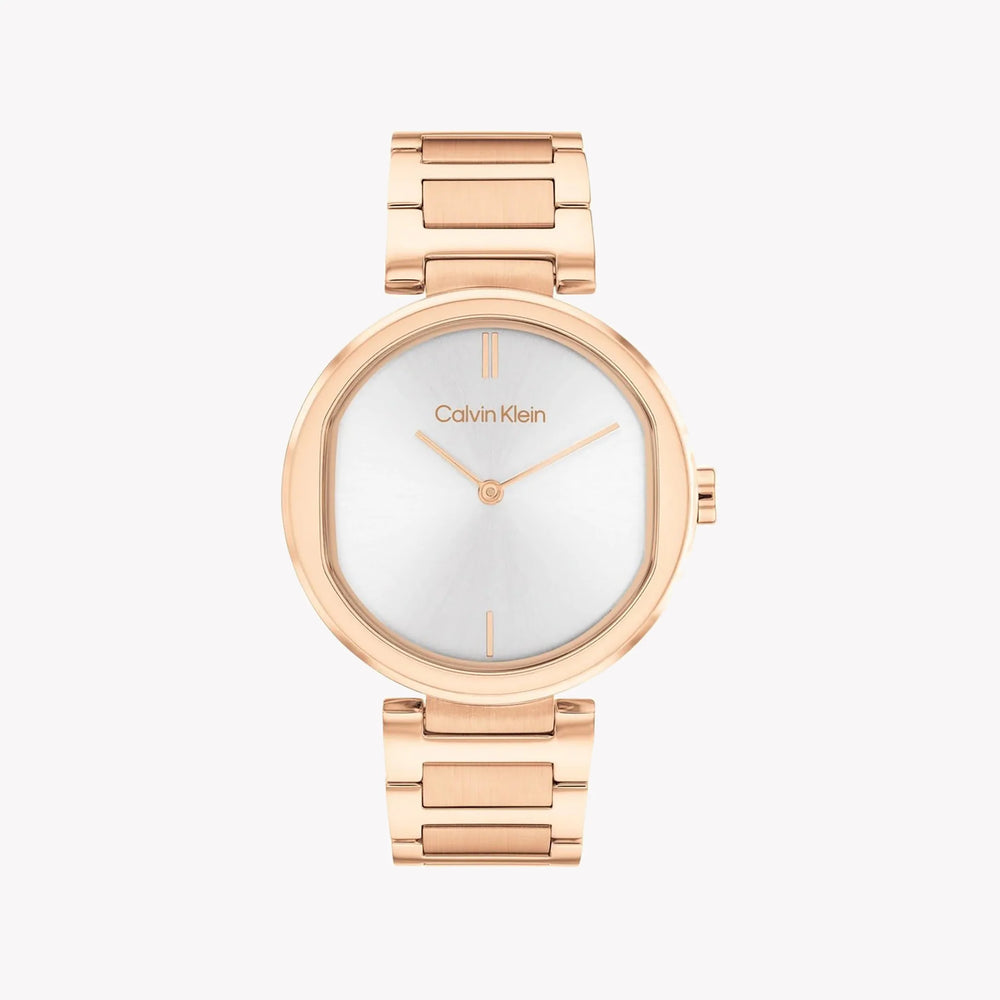 Ck Calvin Klein Women's Rose Gold Watch, Silver Dial | K1b221c6 by i-watch