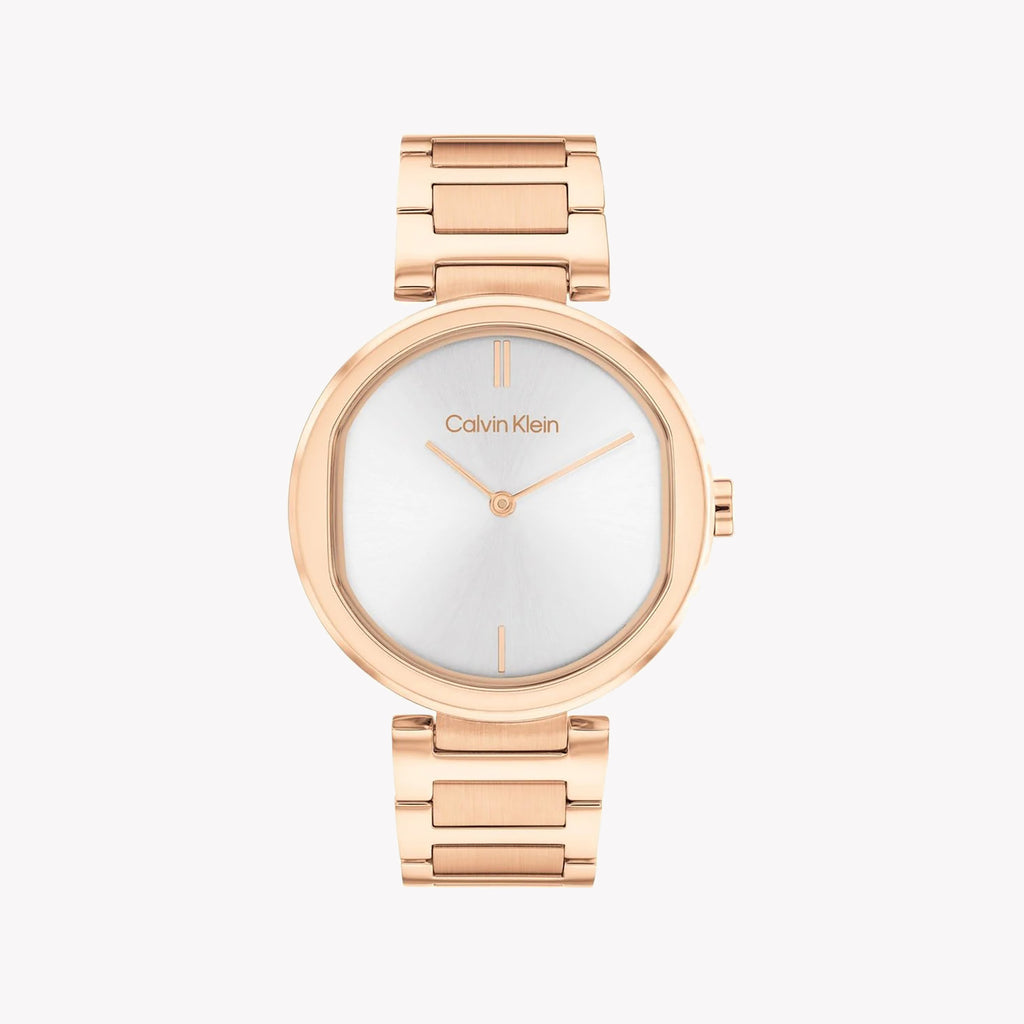 CK CALVIN KLEIN ROSE GOLD ELEGANCE - WOMEN'S TIMEPIECE WITH SILVER DIAL
