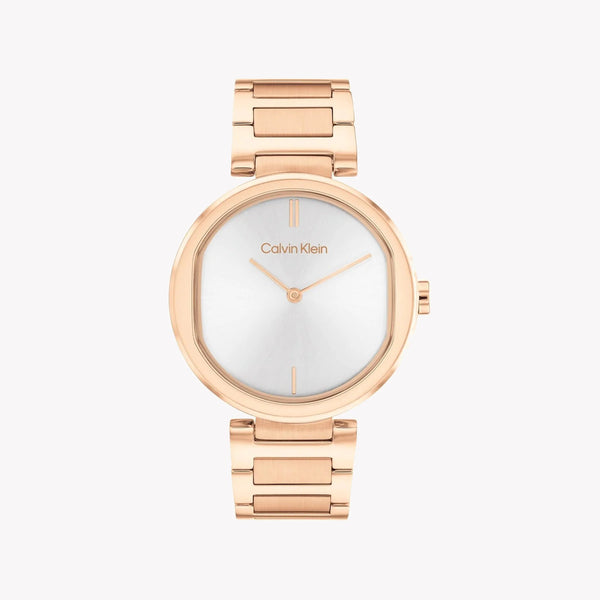 Ck Calvin Klein Women's Rose Gold Watch, Silver Dial | K1b221c6 by i-watch