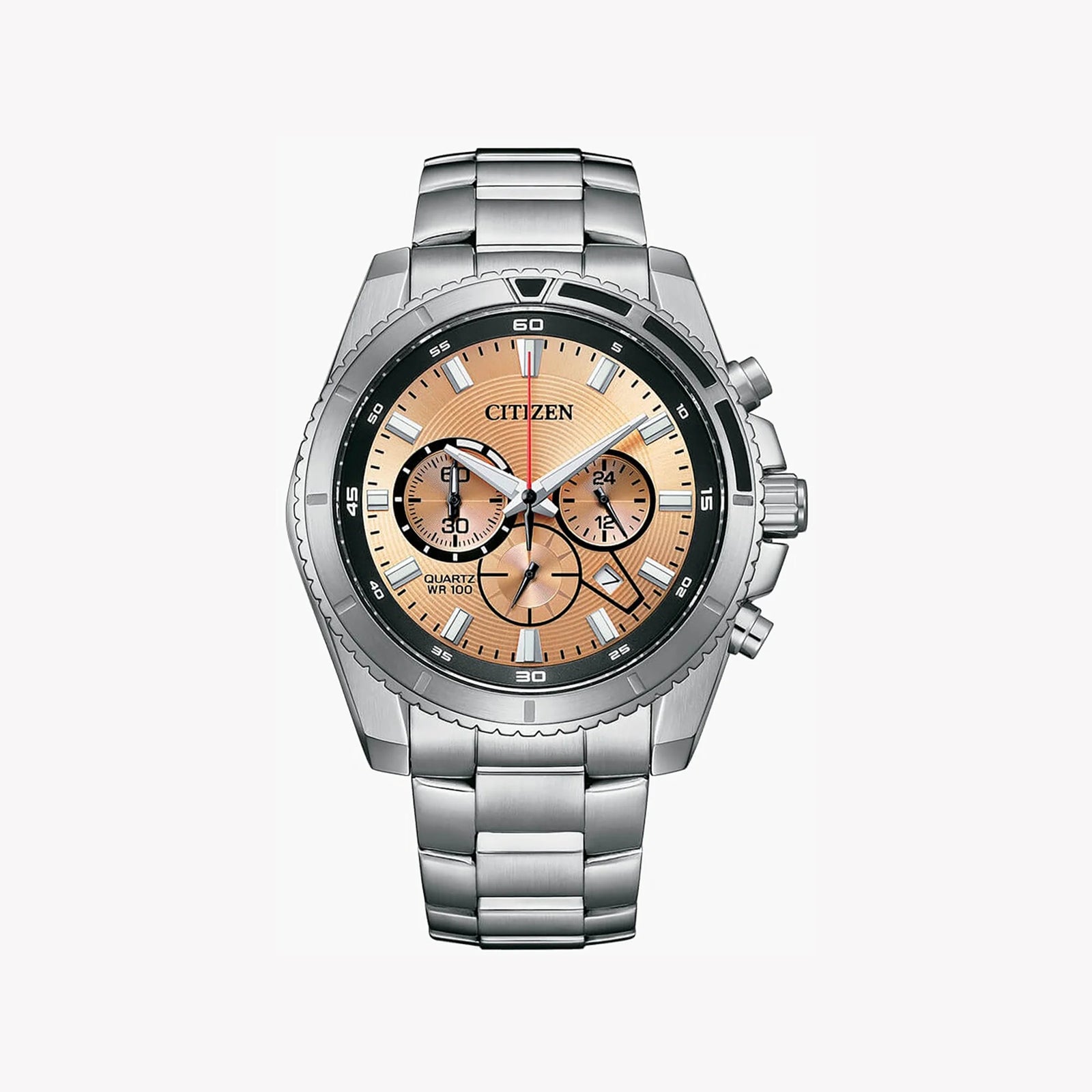 Citizen Men's Silver Stainless Steel Watch, Peach Dial | An8200