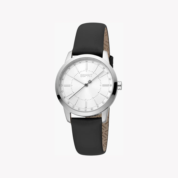 Esprit Women's Black Leather Watch, Silver Dial | Es1l116m0055 by i-watch