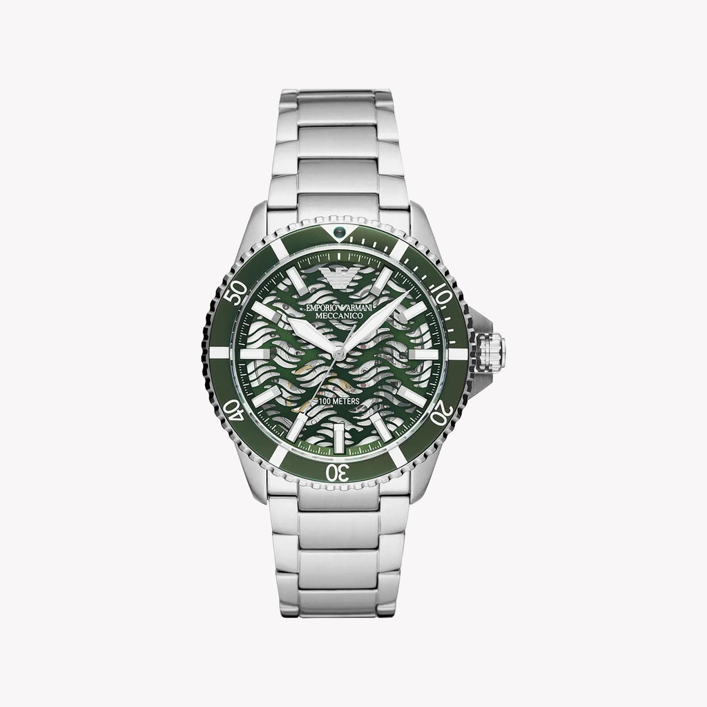 EMPORIO ARMANI AR60061 - DISTINGUISHED GREEN DIAL MEN'S WATCH WITH STAINLESS STEEL BRACELET