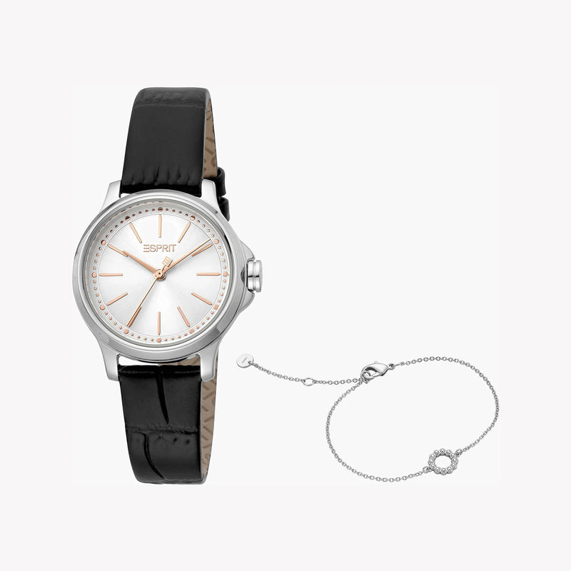 Esprit Women's Black Leather Watch, Silver Dial | ES1L144L2015 by i-watch