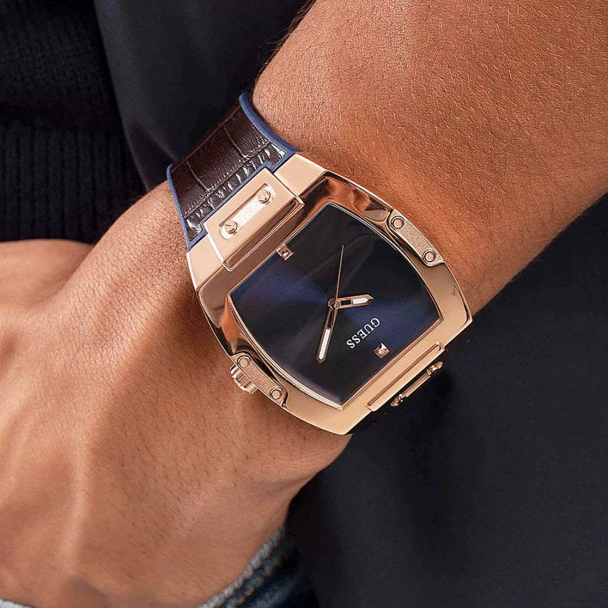 Guess Men's Rose Gold Watch, Brown Leather | Gw0386g2 by i-watch