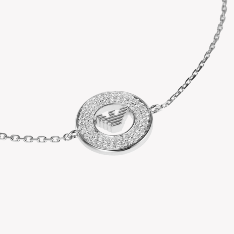 Emporio Armani Women's Silver Bracelet, Sterling Silver & Cubic Zirconia Eagle Logo | EG3586040