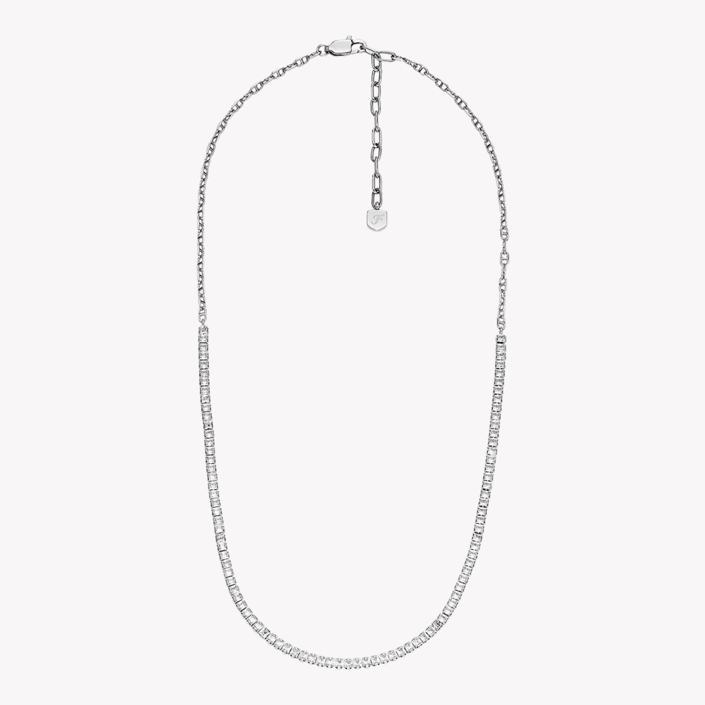 Fossil Women's Silver Necklace, Clear Crystals | JA7271040
