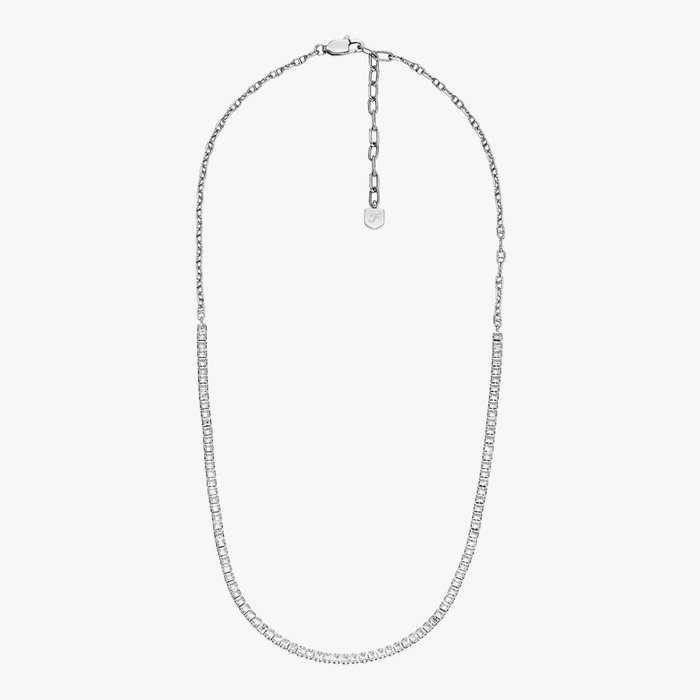 Fossil Women's Silver Necklace, Clear Crystals | JA7271040