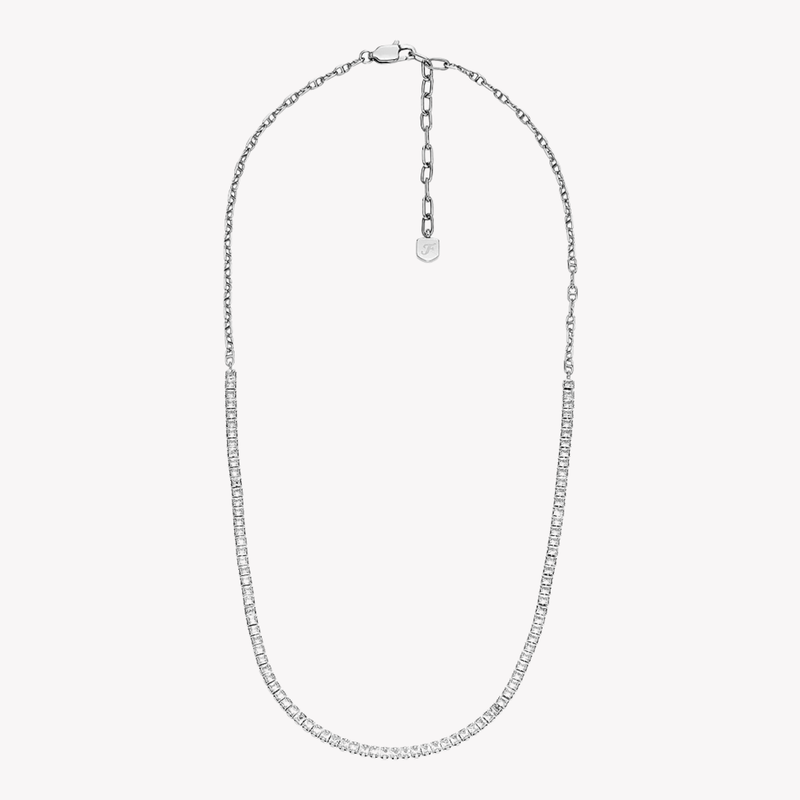 Fossil Women's Silver Necklace, Clear Crystals | JA7271040