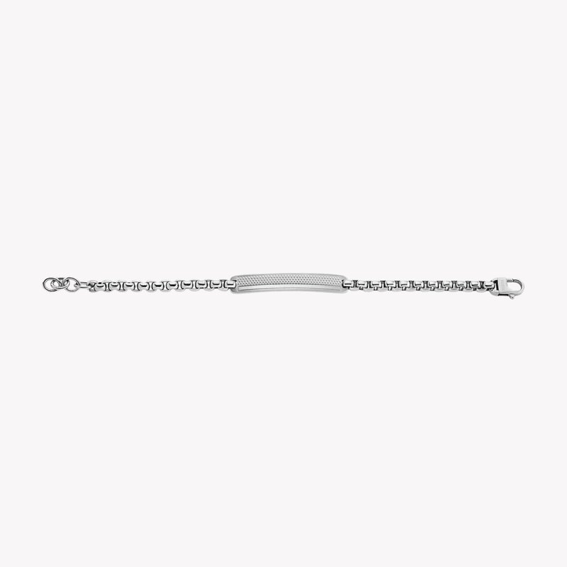 Fossil Men's Silver Bracelet, Machine Knurled Texture ID Tag | JF04767040