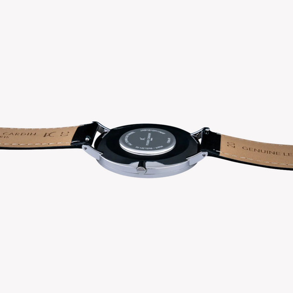 Pierre Cardin Men's Silver Stainless Steel, Black Leather | Cbn.3003