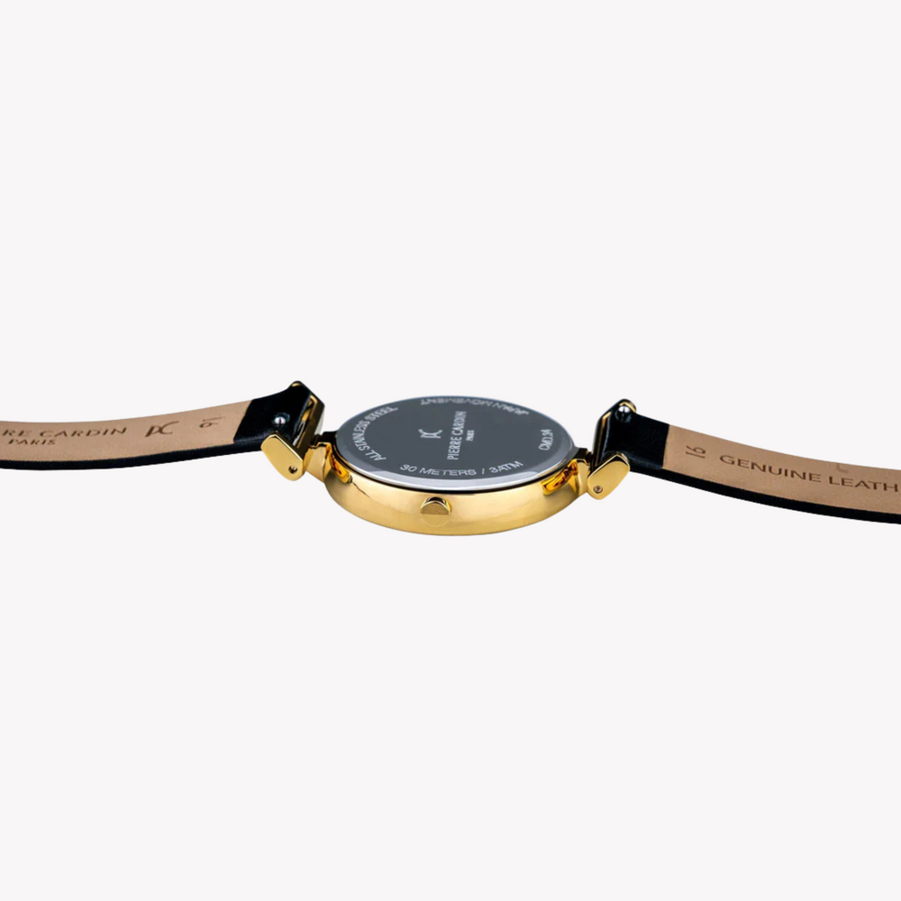 Pierre Cardin Women's Black Leather Watch, Gold Case | Cmd.3518 by i-watch