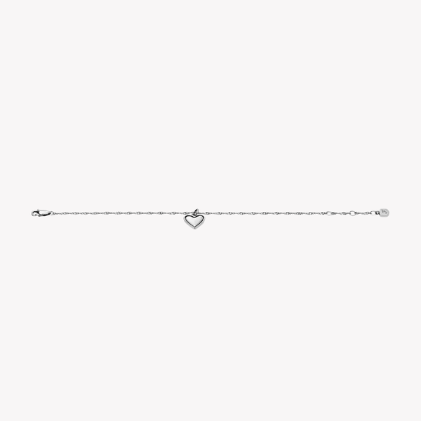 Fossil Women's Silver Bracelet, Rotating Heart Charm | JF04837040