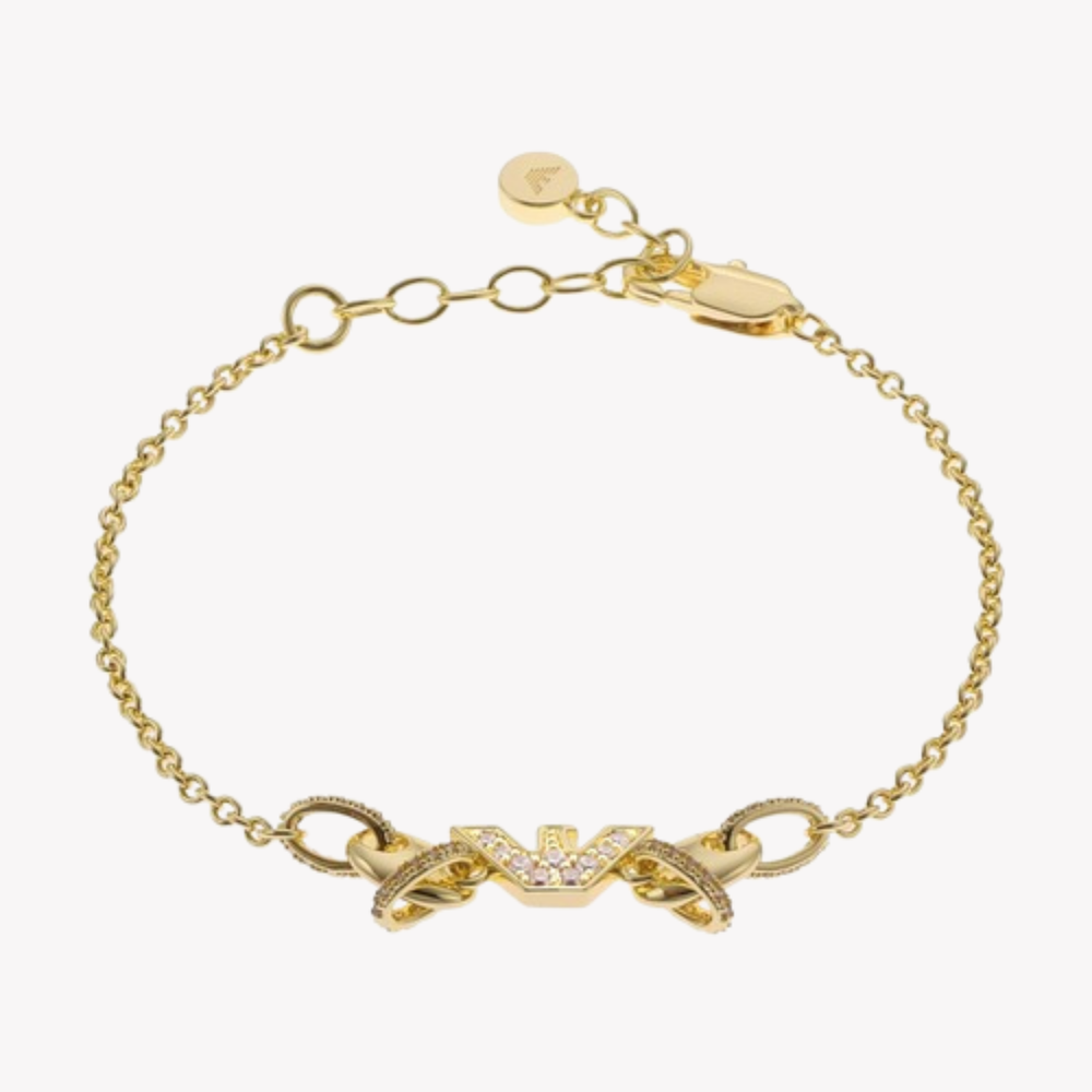 Emporio Armani Women's Gold-Tone Bracelet, Cubic Zirconia Accents | EGS3059710
