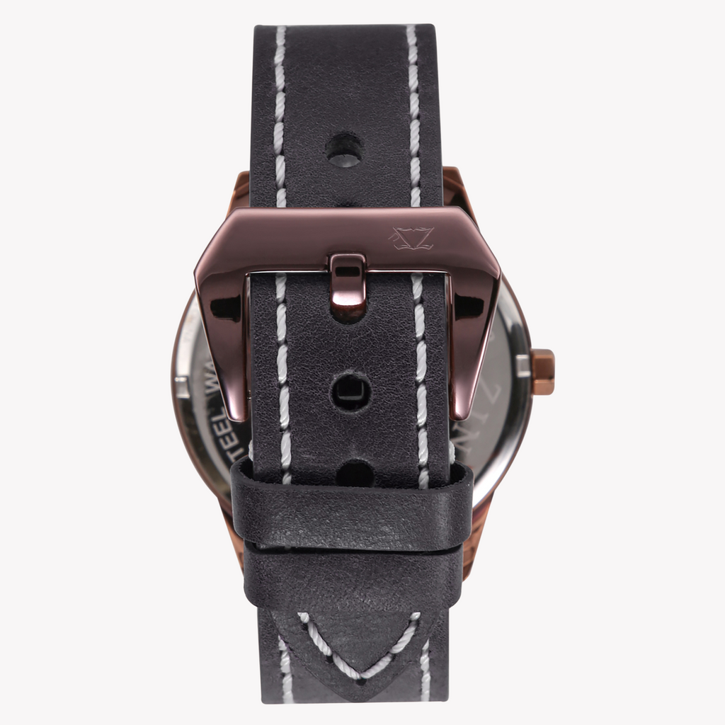 Zink Men's Rose Gold & Blue Leather Watch | Zk131g2ls-4143