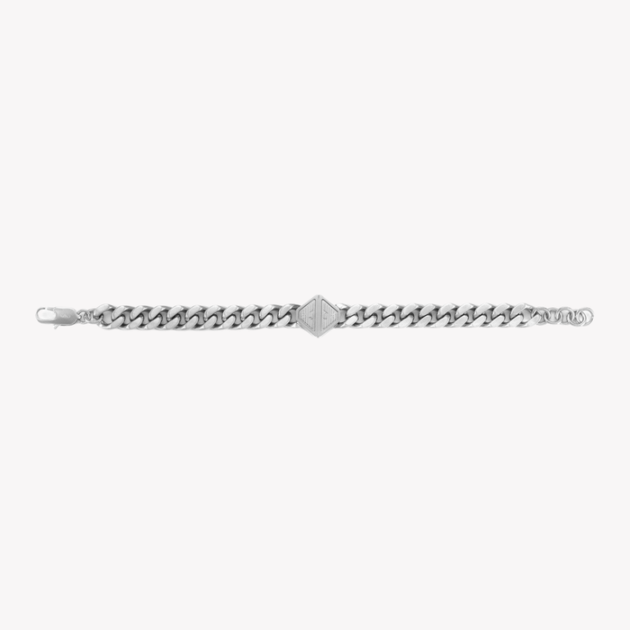 Emporio Armani Men's Silver Bracelet, Eagle Logo Plate | EGS3132040