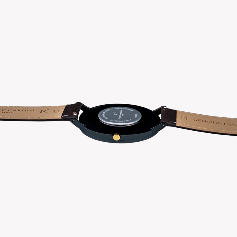 Pierre Cardin Men's Stainless Steel Black Watch, Brown Leather | Cbn.3011 by i-watch