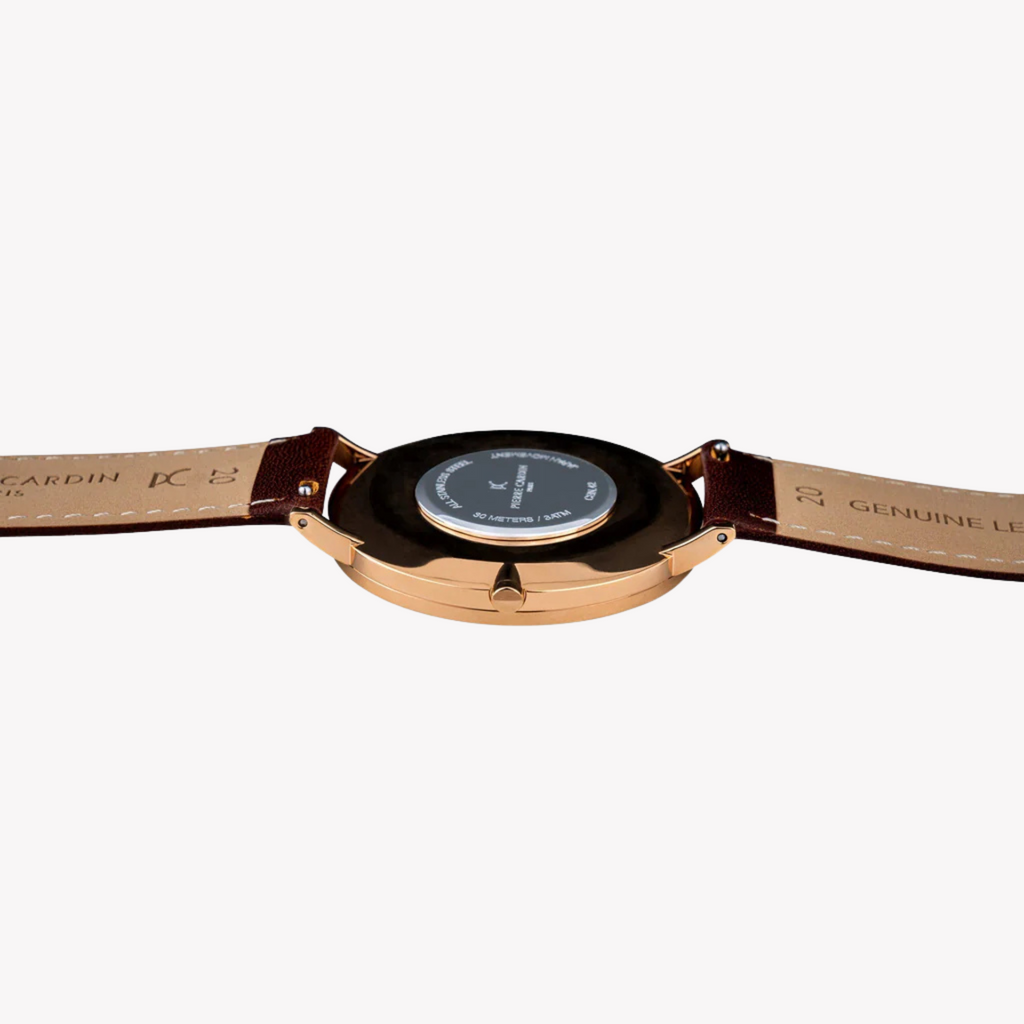 PIERRE CARDIN CBN.3008 LUXUS-LEDERUHR FÜR HERREN AUS ROSÉGOLD UND BRAUN – STILVOLLER ZEITMESSER