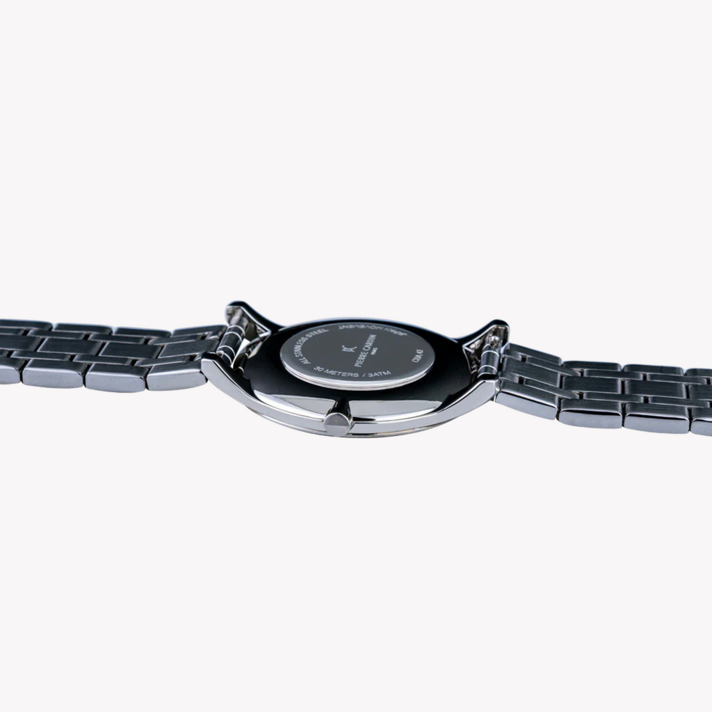 PIERRE CARDIN CBA.4011 ELEGANTE HERRENUHR MIT SILBERNEN ZIFFERBLATT – LUXUSUHR AUS EDELSTAHL