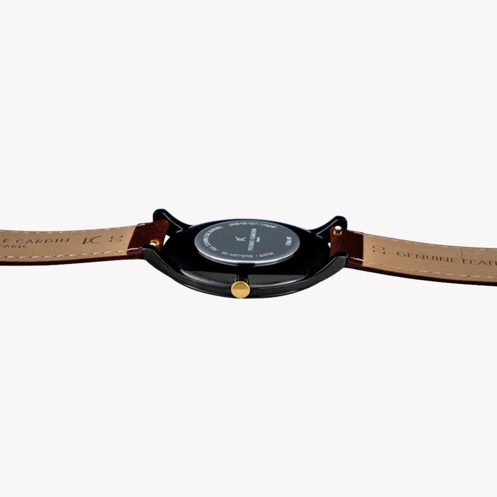 Pierre Cardin Men's Brown Leather Watch, Black Dial | Cba.4008 by i-watch