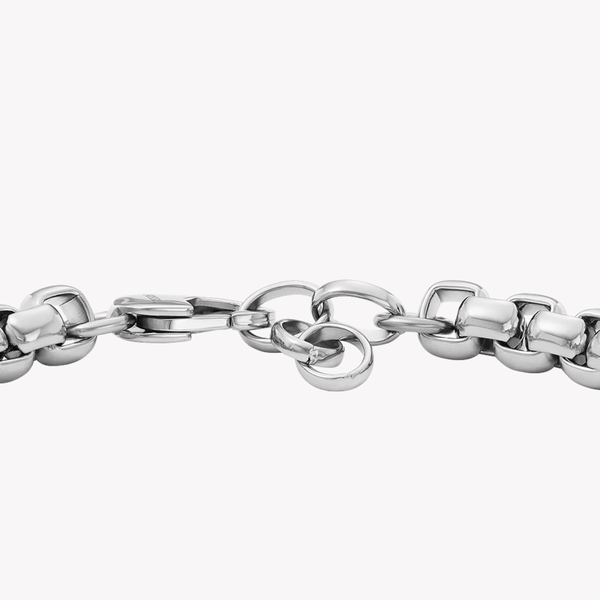 Fossil Men's Silver Bracelet, Engravable ID Plate | JF04400040