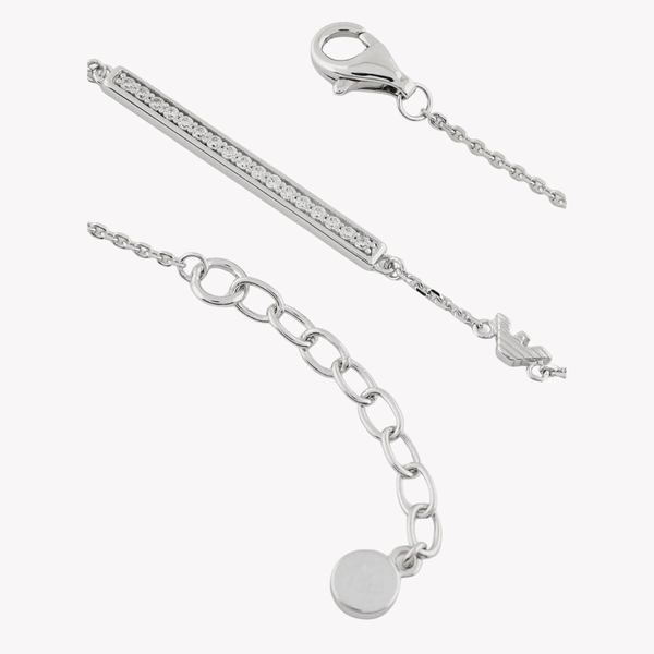 Emporio Armani Women's Silver Bracelet, Sterling Silver Crystal ID Bar | EG3592040