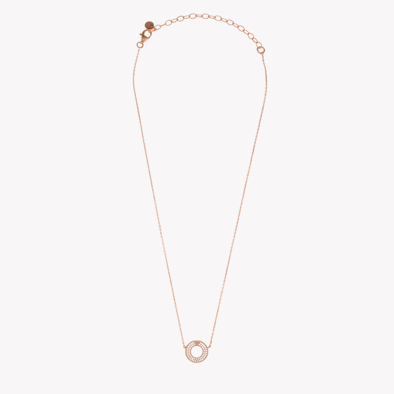 Emporio Armani Women's Rose Gold-Tone Necklace, Crystal-Set Sterling Silver Pendant | EG3588221