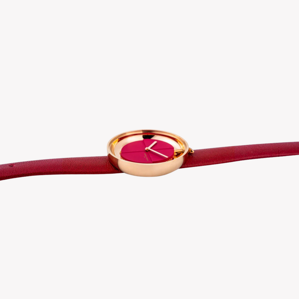 Pierre Cardin Women's Red Leather Watch, Rose Gold Case | Cma.0007 by i-watch