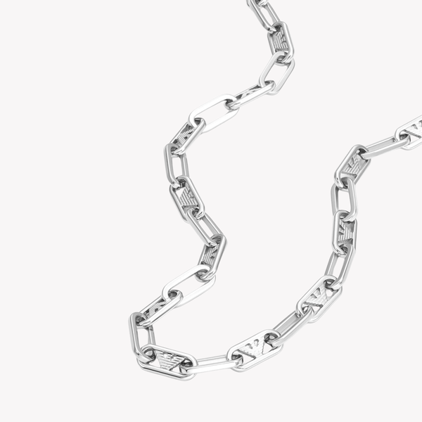 Emporio Armani Men's Silver Necklace, Twisted Oval Link Design | EGS3248040