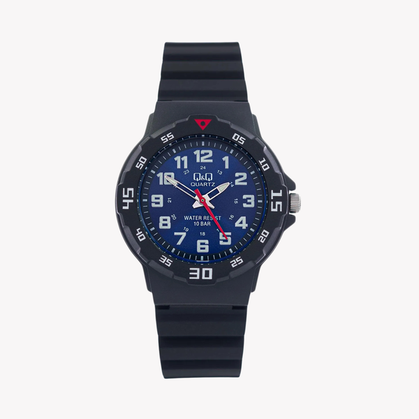 Q&Q Women's Black Watch, Blue Dial with Multi-Color Numerals | VR19J005Y