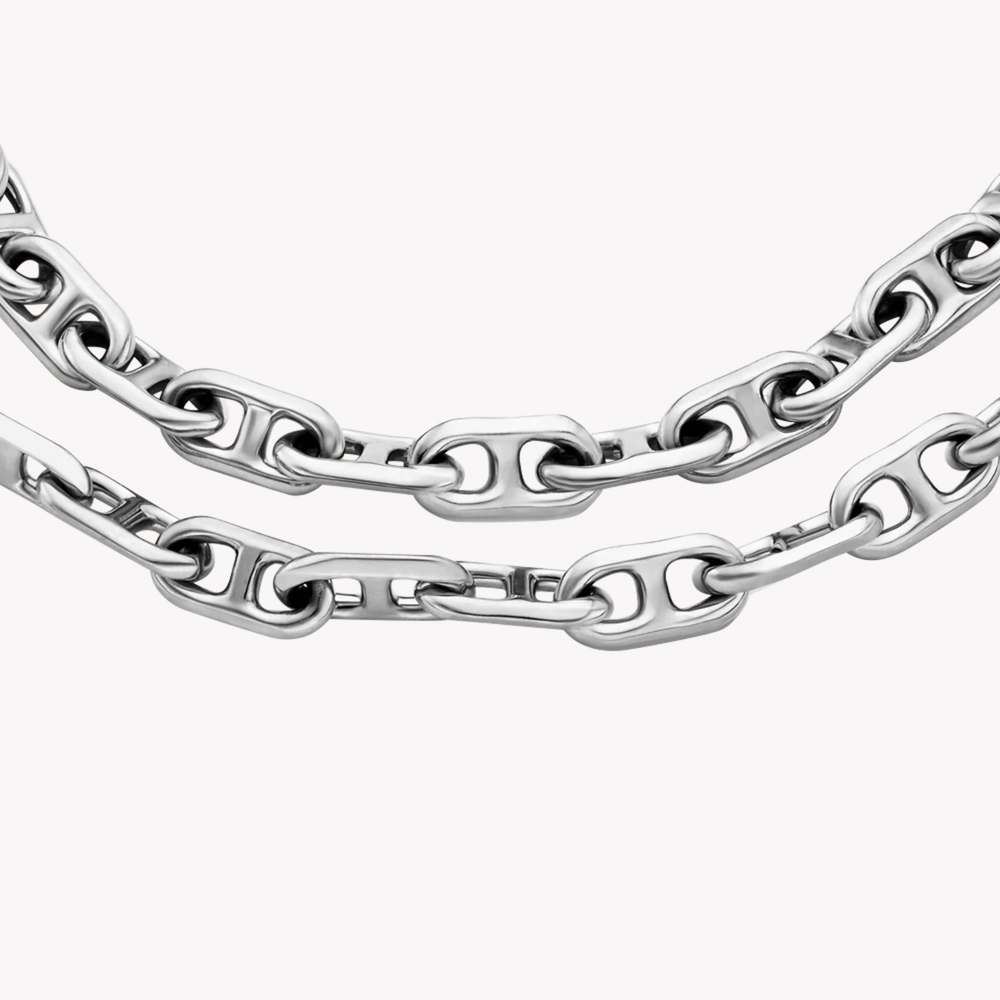 Fossil Women's Silver Bracelet, Double-Wrap Chain | JA7245040