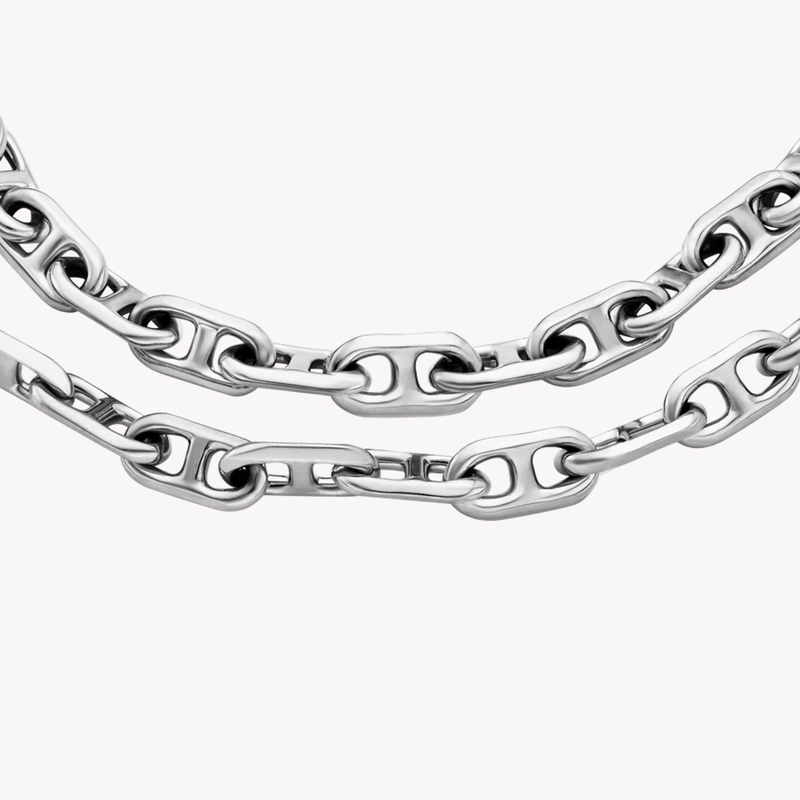 Fossil Women's Silver Bracelet, Double-Wrap Chain | JA7245040
