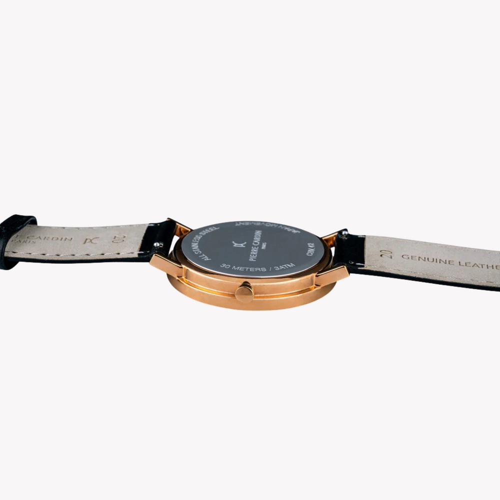Pierre Cardin Men's Beige Dial, Black Leather | Cbv.1048 by i-watch