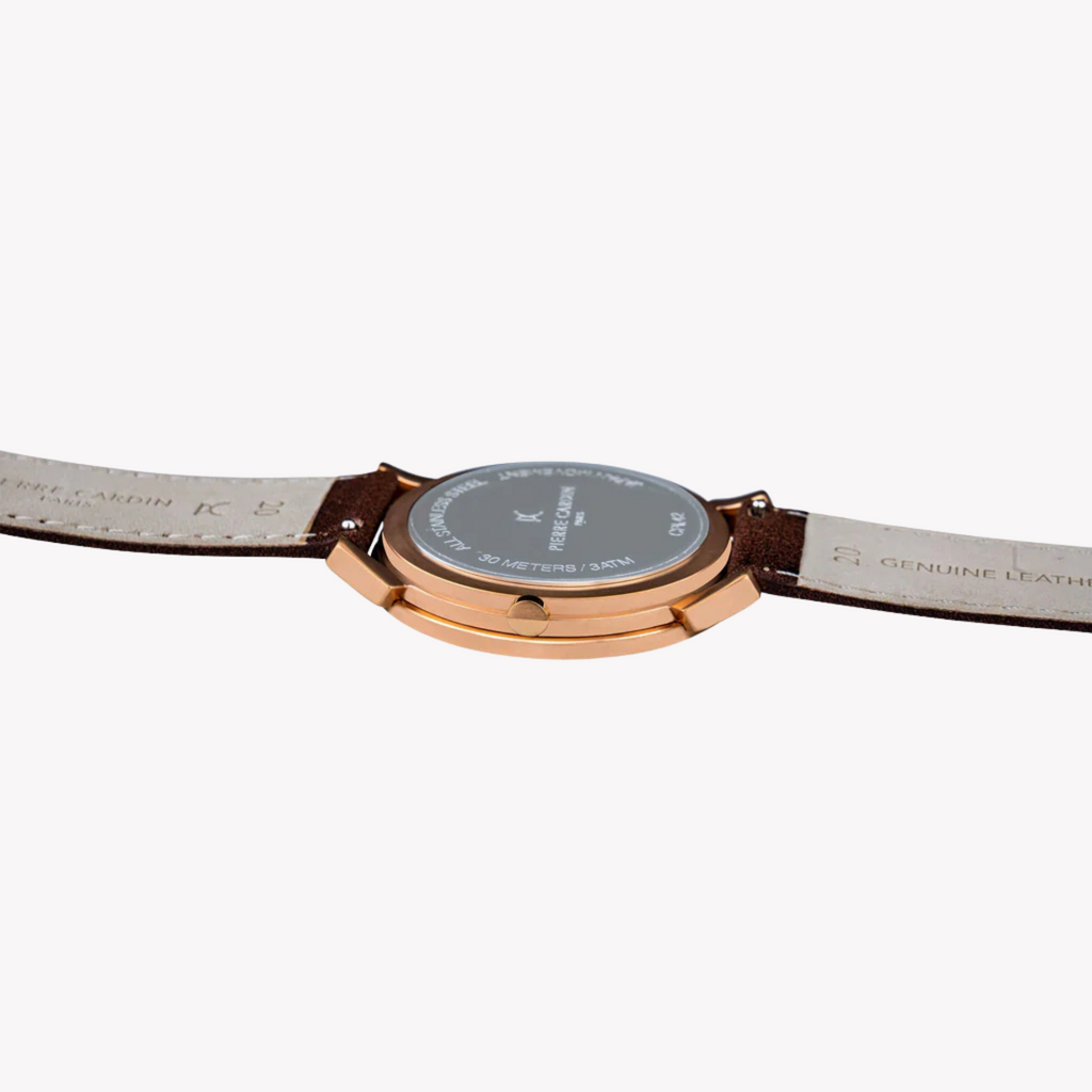 PIERRE CARDIN CPI.2054 ELEGANTES ROSÉGOLD – STILVOLLE HERRENUHR AUS LEDER MIT BLAUEM ZIFFERBLATT