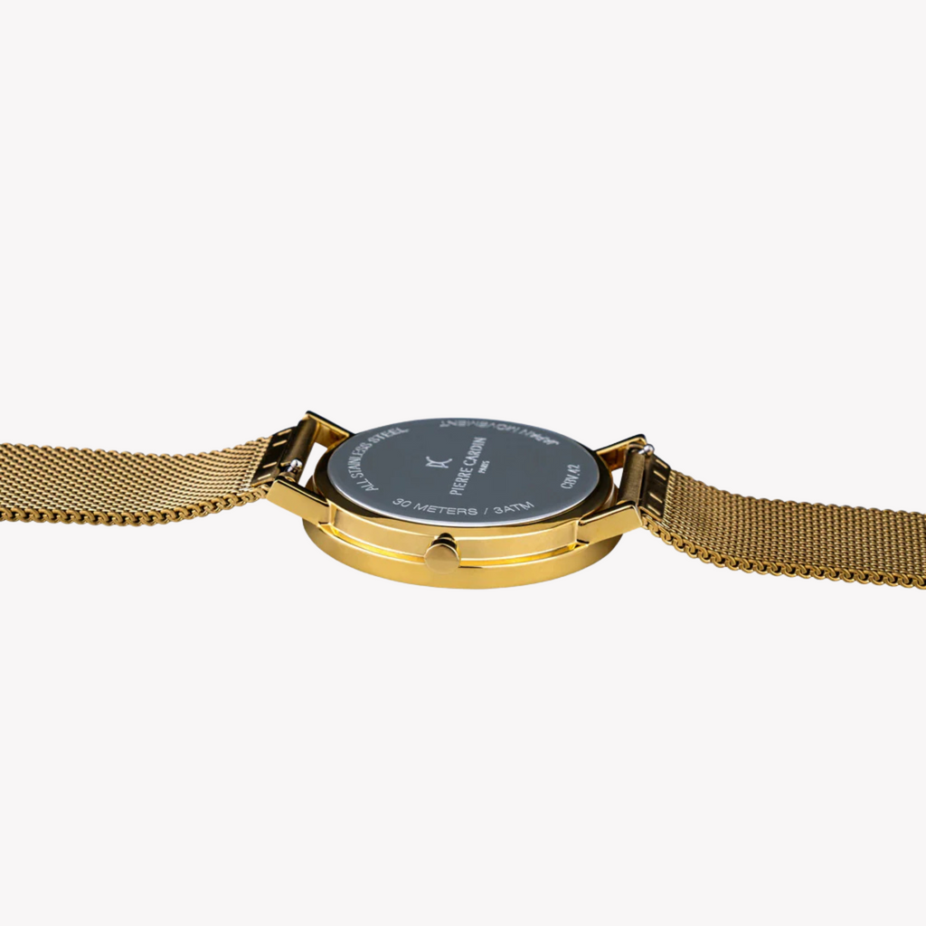 ساعة بيير كاردان CBV.1046 للرجال - ميناء أخضر فاخر مع سوار ذهبي من الفولاذ المقاوم للصدأ