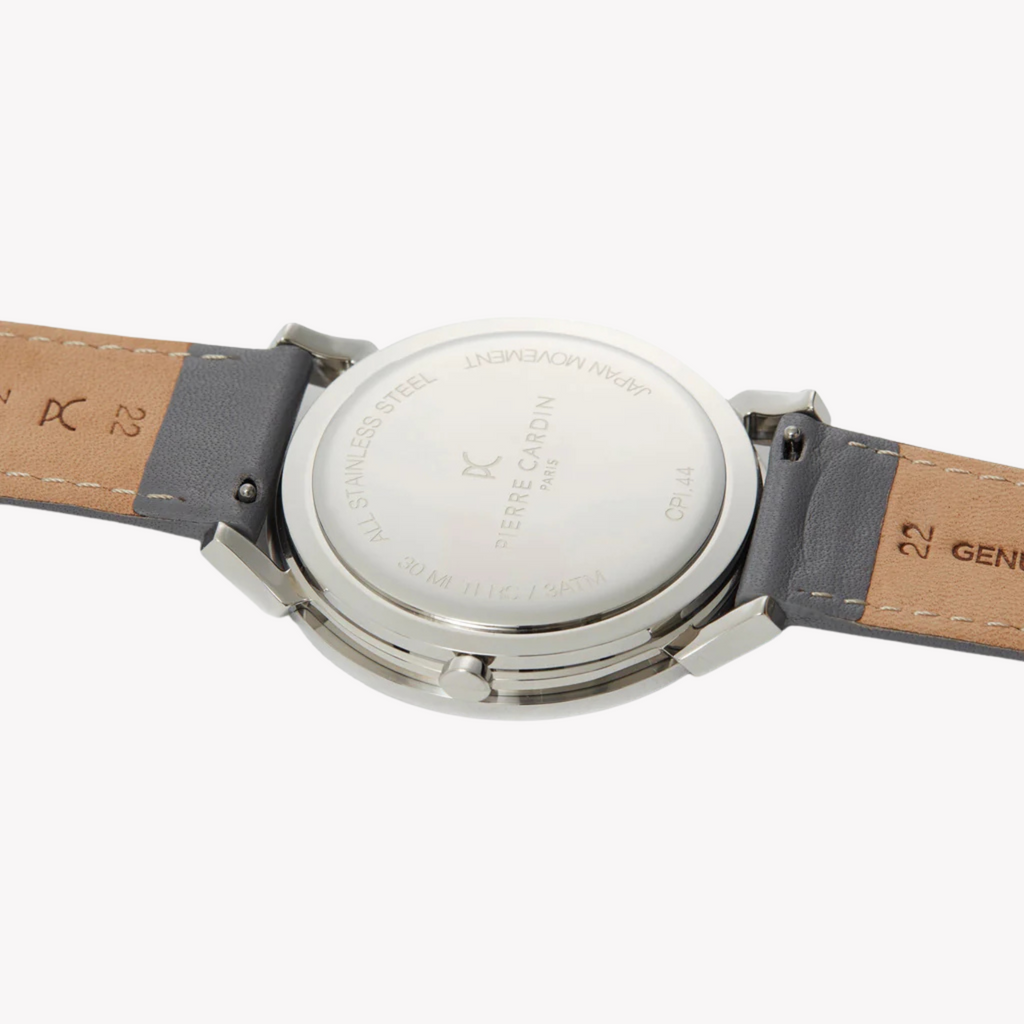 Pierre Cardin Men's Gray Leather Watch, Stainless Steel | Cpi.2025