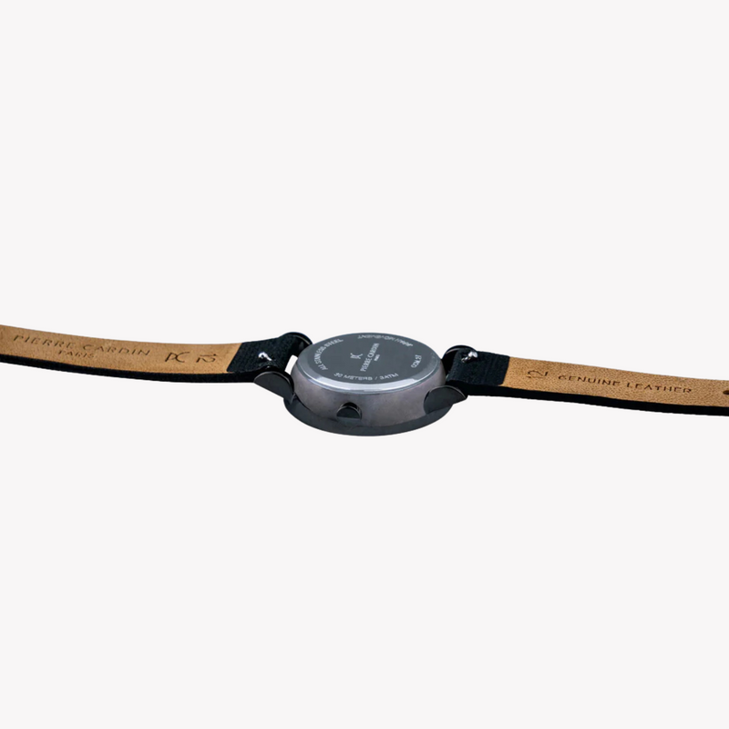 Pierre Cardin Women's Black Leather Watch, Black Dial | Ccm.0513