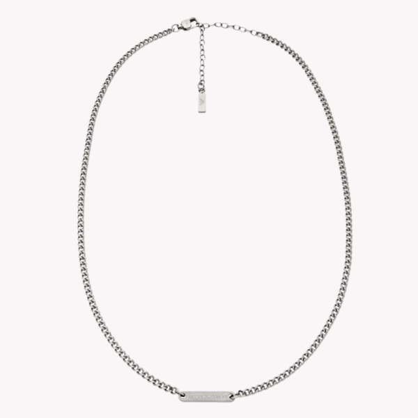 Emporio Armani Men's Silver Necklace, Dog Tag Pendant | EGS3188040