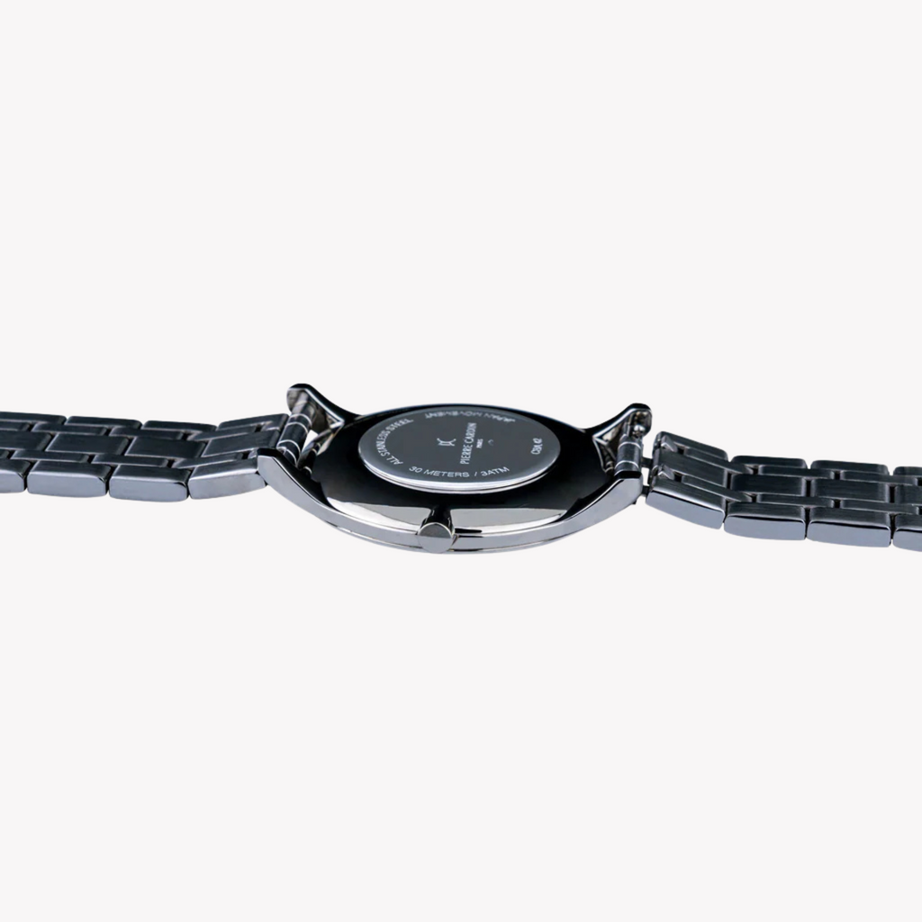 Pierre Cardin Men's Silver Stainless Steel Watch, Black Dial | Cba.4010