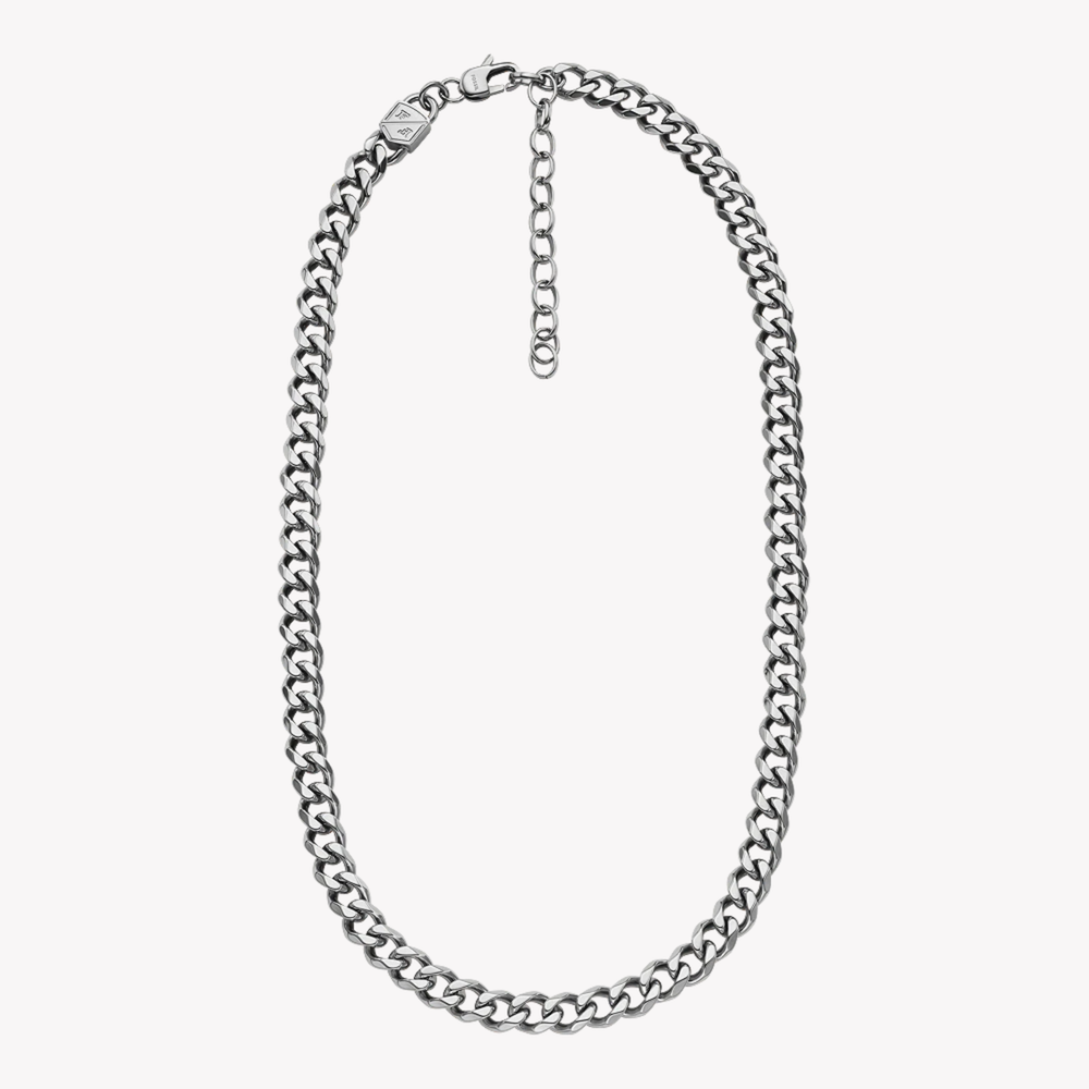 Fossil Men's Silver Necklace, Bold Curb Chain | JF04614040