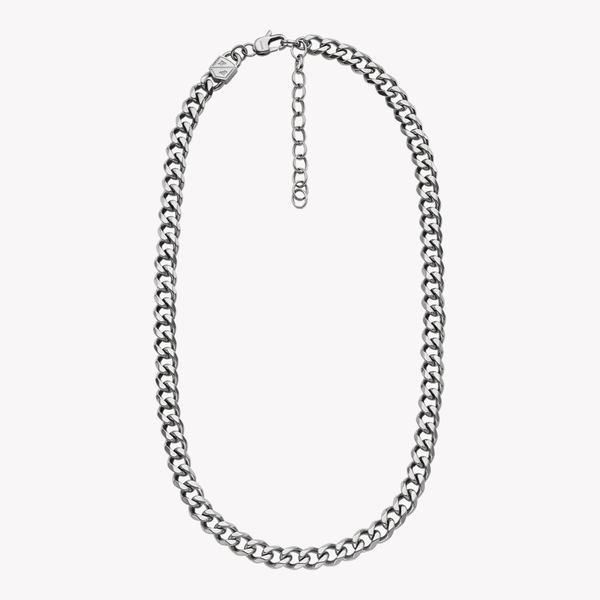 Fossil Men's Silver Necklace, Bold Curb Chain | JF04614040