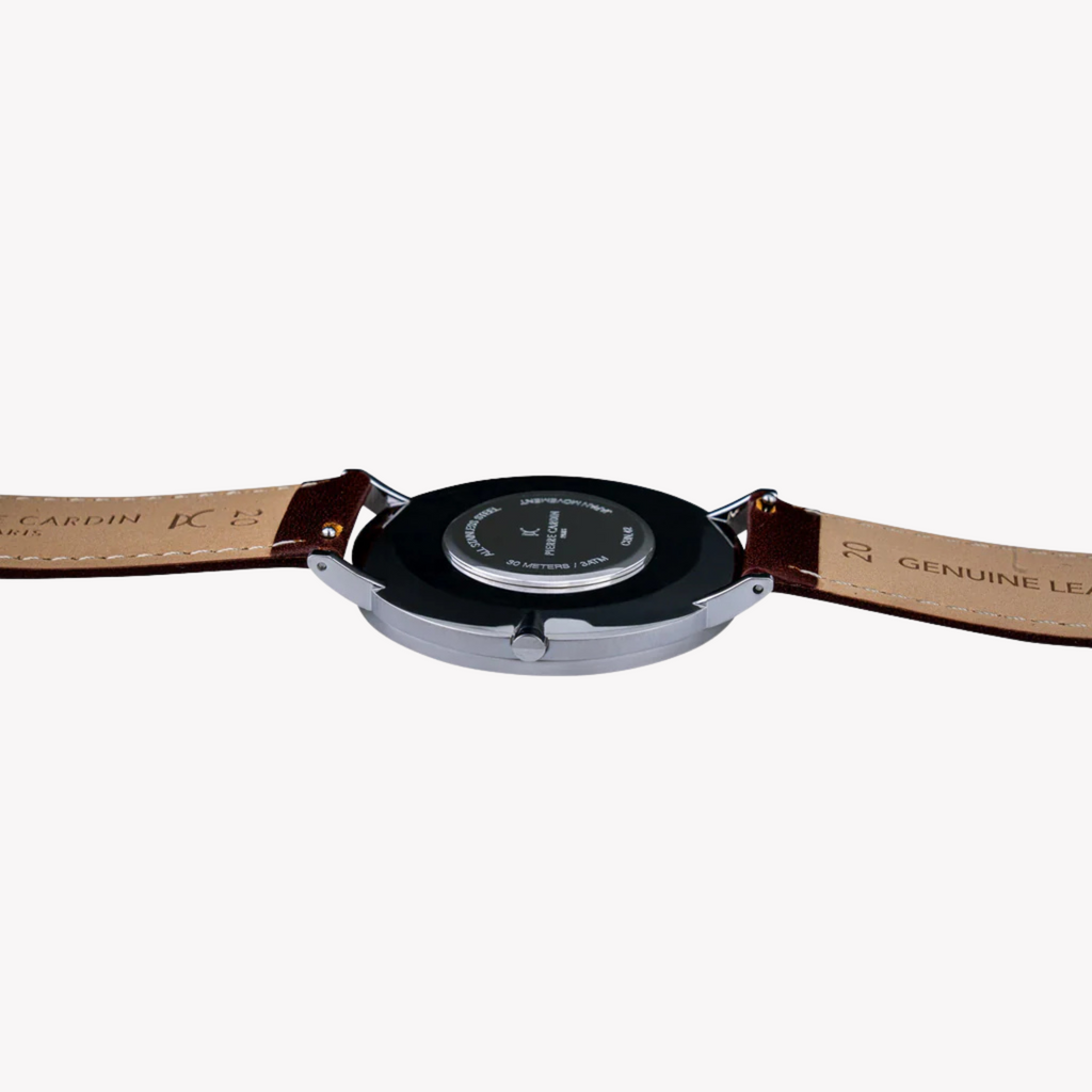 ساعة بيير كاردان CBN.3001 - ساعة أنيقة للرجال من الفولاذ المقاوم للصدأ والجلد البني