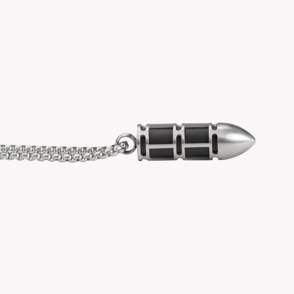 Zink Men's Silver Stainless Steel & Carbon Fiber Necklace | Zjpd021sm