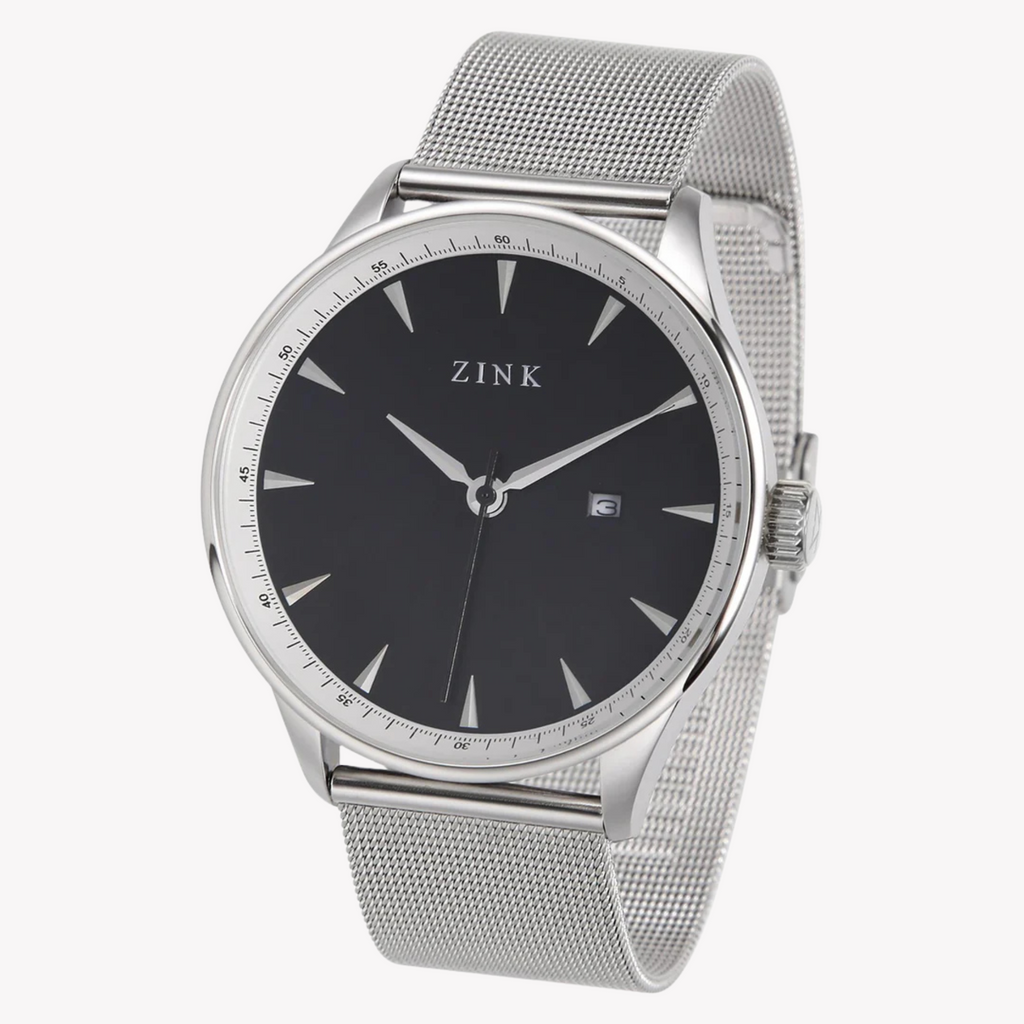 Zink Men's Stainless Steel Black Dial Quartz Watch | Zk127g1ms-26