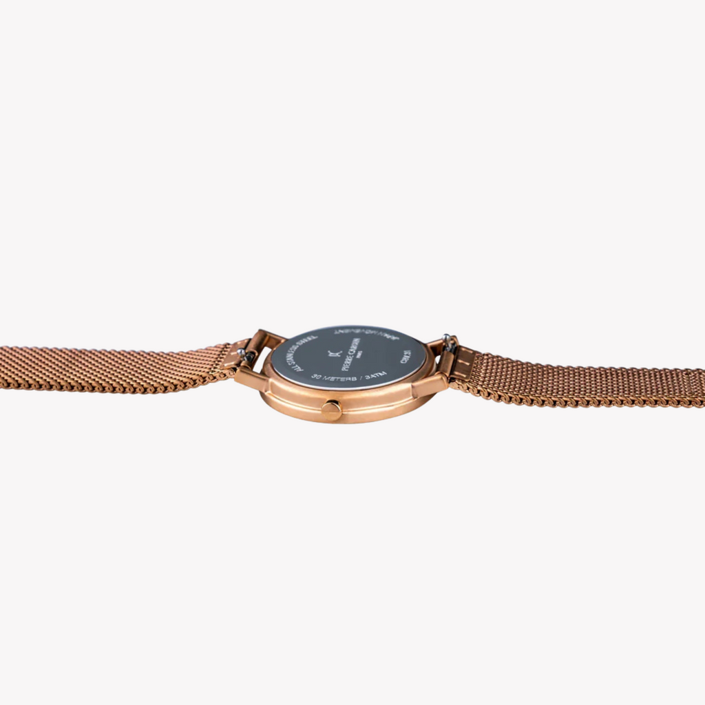 Montre pour femme PIERRE CARDIN avec boîtier en acier inoxydable or rose et bracelet en acier inoxydable or rose