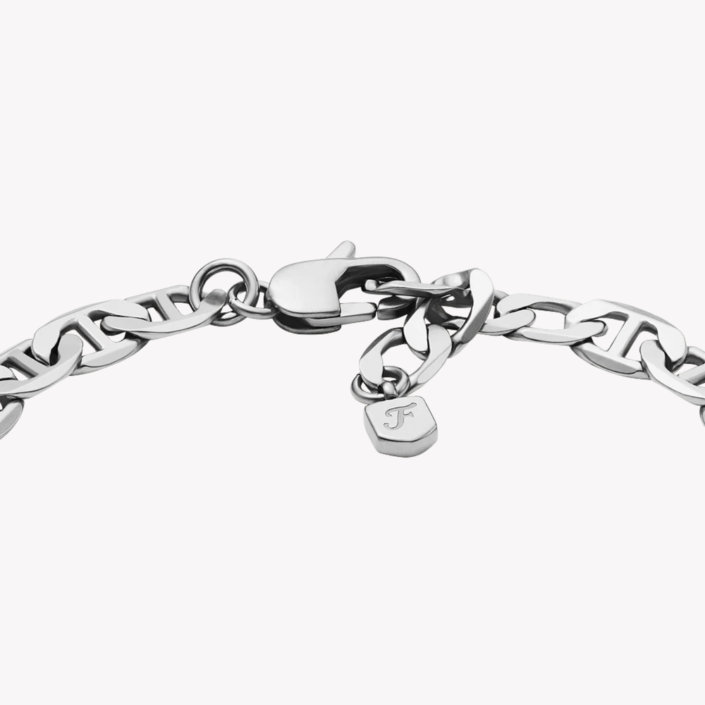 Fossil Unisex Silver Bracelet, Heritage Anchor Chains | JA7239040