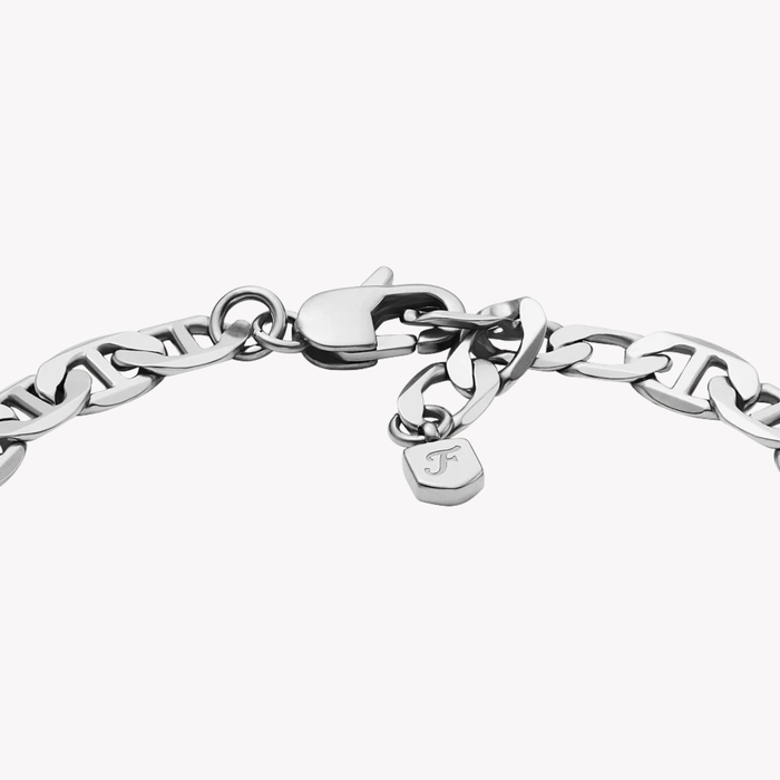 Fossil Unisex Silver Bracelet, Heritage Anchor Chains | JA7239040