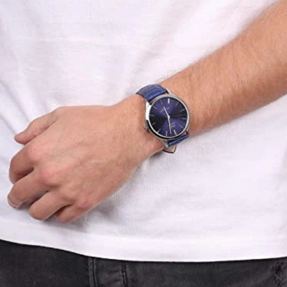 Q&Q Superior Men's Silver & Blue Watch, Blue Dial | S278J312Y