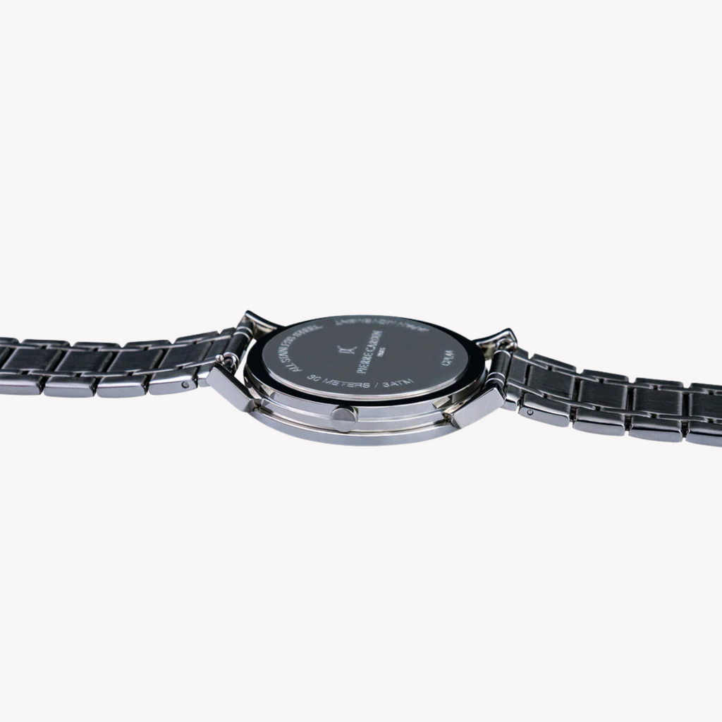 Pierre Cardin Men's Silver Stainless Steel Watch, Black Dial | Cpi.2083